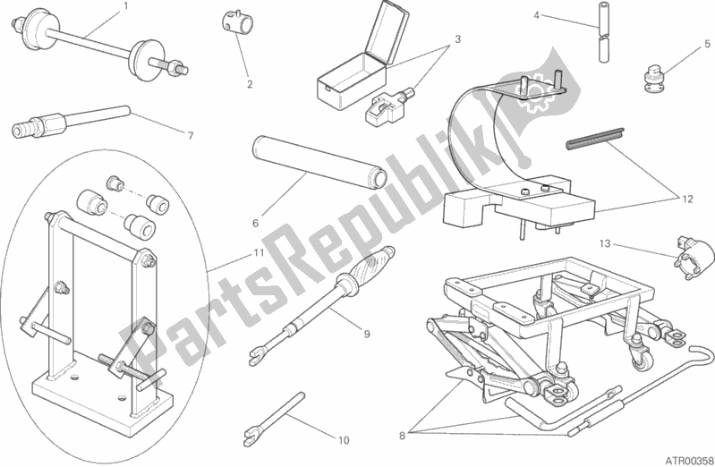 Alle onderdelen voor de Werkplaats Service Tools, Frame van de Ducati Scrambler Desert Sled Thailand 803 2018